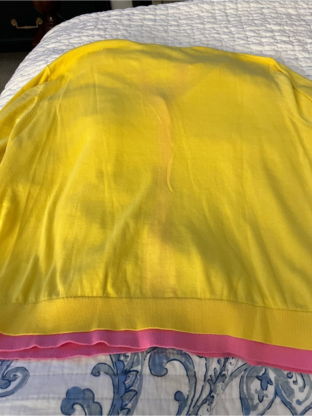 Zara Yellow Cardigan with Pink Trim and Black Buttons - Picture 6 of 6